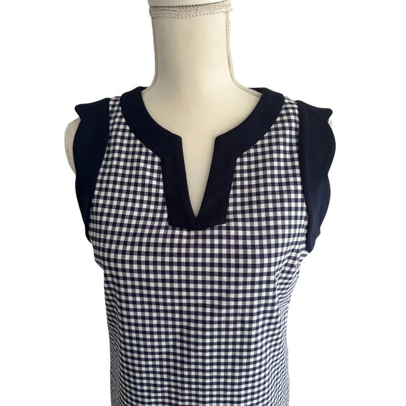 SARA CAMPBELL Blue White Gingham Plaid Shift Dress Size Small - Picture 5 of 8